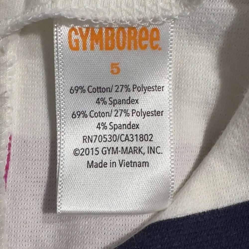 Gymboree Woodland Wonder White Pink Orange Black Striped Dress Girl's Size 5